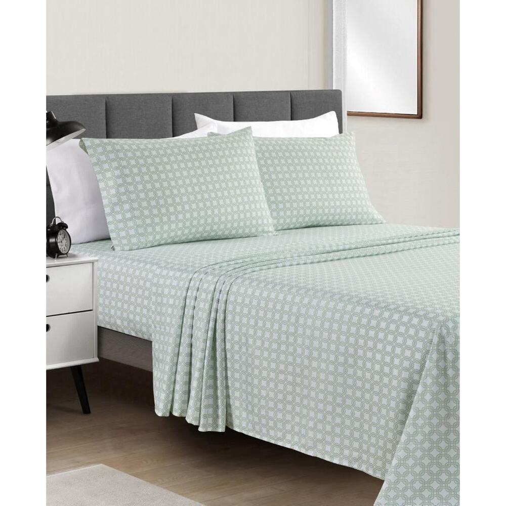 Fairfield Square Sage Interlocking Microfiber Easy Care 4 Pc. Cal King Sheet Set